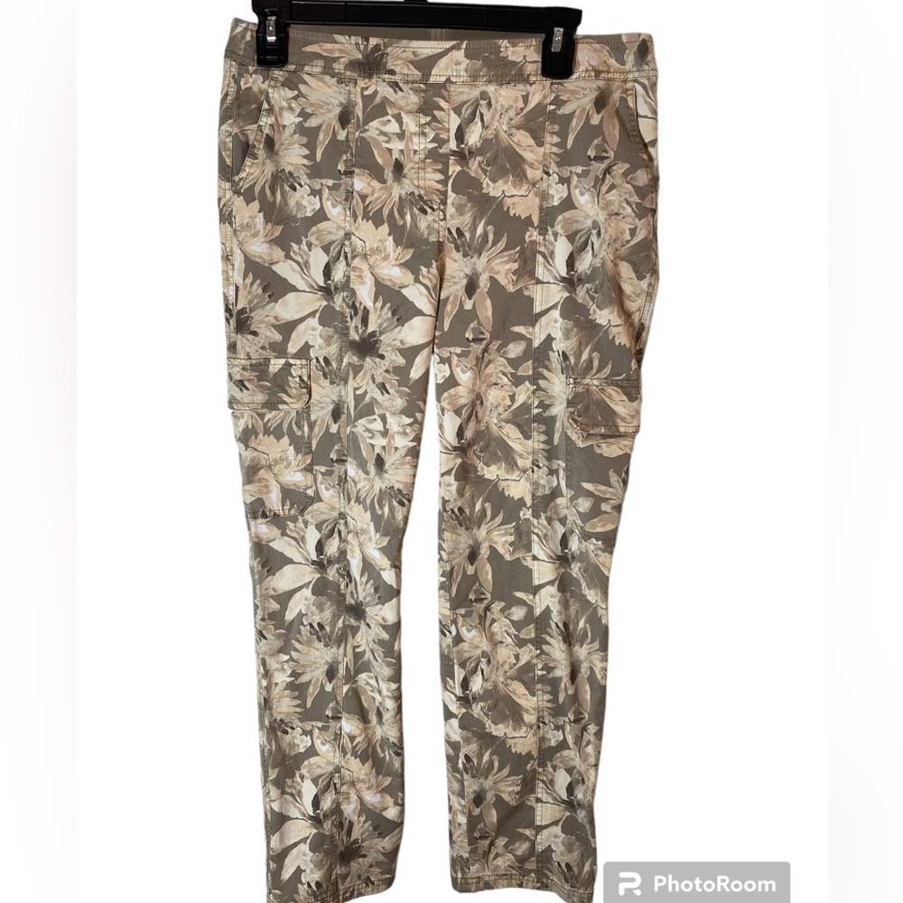 Chico’s Floral Ankle Pants Cargo Style Front Pockets Women’s Brigette Size Small